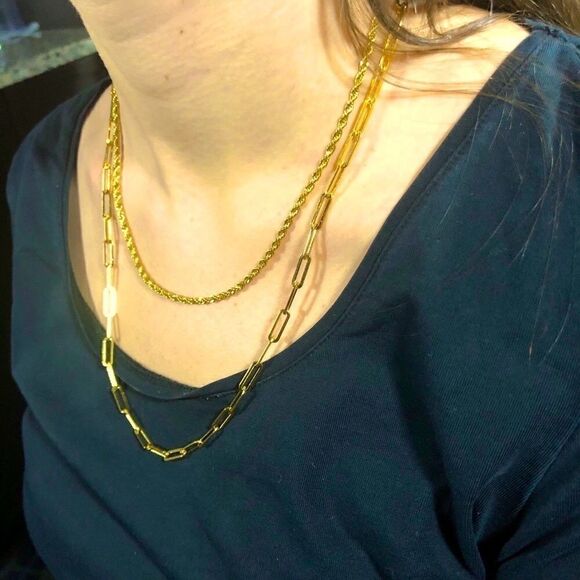 NEW 18k Real Gold Plated Rope Chain Necklace - Picture 7 of 8